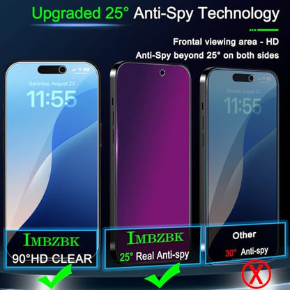 IMBZBK 3 Pack Colorful Privacy Screen Protector for iPhone 17 Pro Max