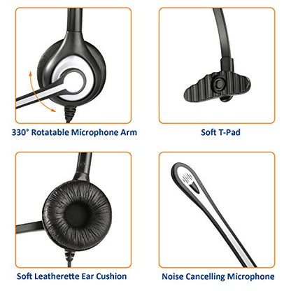 Wantek Corded Telephone Headset Mono w/Noise Canceling Mic for ShoreTel Plantronics Polycom Zultys Toshiba NEC Aspire Dterm Nortel Norstar Meridian Siemens ROLM Packet8 Landline Deskphones(F600S2)