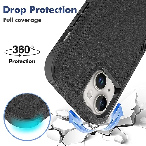 Heavy‑Duty Rugged Anti‑Drop Shockproof Protective Phone Case for iPhone 15, Durable Protective Shell, Black - color: Black, size: iPhone 15