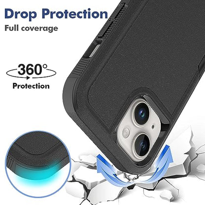 Heavy‑Duty Rugged Anti‑Drop Shockproof Protective Phone Case for iPhone 15, Durable Protective Shell, Black - color: Black, size: iPhone 15