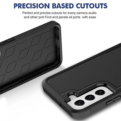 for Samsung Galaxy S22 Plus Case: Dual Layer Protective Heavy Duty Cell Phone Cover Shockproof Rugged with Screen Protector - Military Protection Bumper Tough - Samsung Galaxy S22+ Plus 2022, Black - color: Black (PC) + Black (TPU)