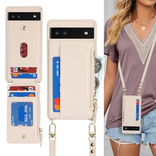 Cavor Compatible with Google Pixel 6a Case Wallet, Cream - color: Cream, size: Google Pixel 6a