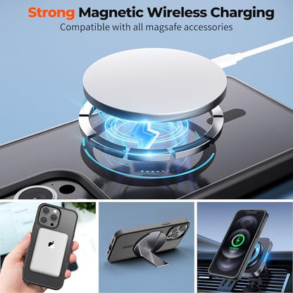 zapica Magnetic for iPhone 12 Pro Max Case, Black | Compatible with MagSafe, Military Grade Drop Protection, Translucent Matte Anti-Scratch Phone Cover - color: Black, size: Iphone 12 Pro Max 6.7''