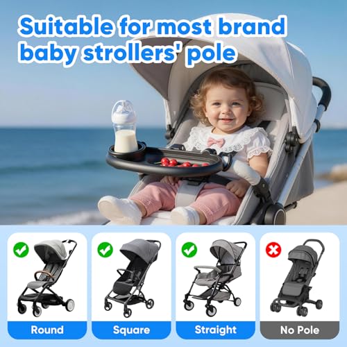 4 in 1 Universal Stroller Tray with Cup Holder, Baby Stroller Attachment - color: Multi