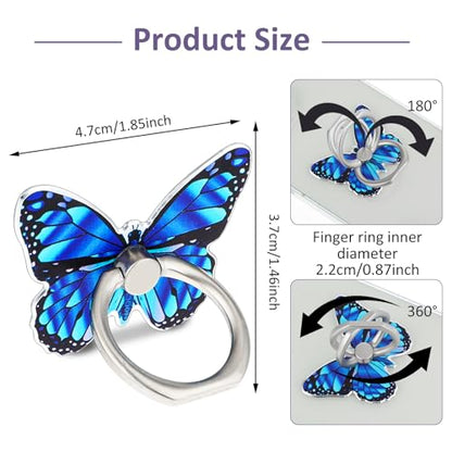 Mabor Phone Ring Holder Grip Butterfly Cellphone Ring Holder Metal Ring Phone Grip Phone Finger Ring Stand Compatible with Cell Phone Smartphone Case 360°Rotation
