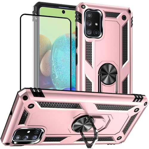 Samsung A71 5G Case, A71 5G Phone Case with Screen Protector, Military Grade Protective Cases with Ring for Samsung Galaxy A71 5G (Rose Gold) - color: Samsung Galaxy A71 5G Case Rose Gold