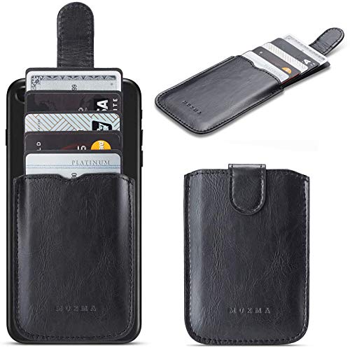 Phone Card Holder RFID Blocking Sleeve, Pu Leather Back Phone Wallet Stick-On Pull up 5 Card Holder Universally Pocket Covers Credit Cards Cash for iPhone/Android/Samsung/ Smartphones.Black (Black) - color: Black
