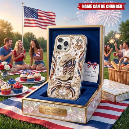 4th of July, Personalized Clear Phone Case, Present for Patriotic Lovers Custom USA Flag Smartphone Cover Unique Summer Accessory Accessories