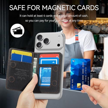 Defencase for Magsafe Wallet Magnetic Card Holder RFID Blocking, CF-Black - color: CF Black