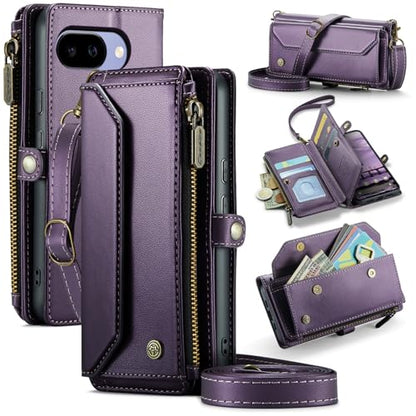 for Google Pixel 10a 6.3" Case, Women Men Multi-Function Wallet Case with Stand RFID Blocking Includes Shoulder Strap Wrist Strap Google Pixel 10a (Purple) - color: Purple