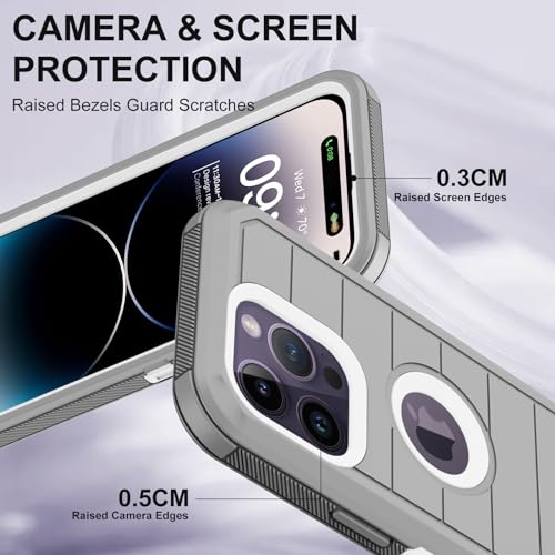for iPhone 14 Pro Max Case with 2 Screen Protector,Heavy Duty Shockproof Drop Protection Rugged 3-Layer Military Tough Durable Protective Cover for Apple iPhone 14 Pro Max6.7 (Gray/White) - color: Gray/White