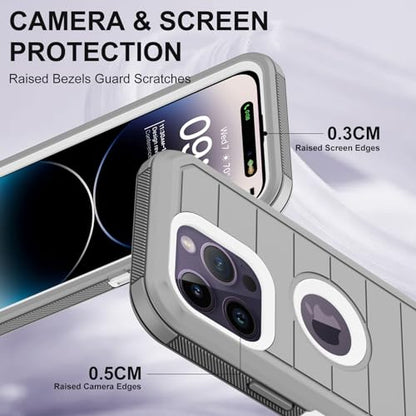 for iPhone 14 Pro Max Case with 2 Screen Protector,Heavy Duty Shockproof Drop Protection Rugged 3-Layer Military Tough Durable Protective Cover for Apple iPhone 14 Pro Max6.7 (Gray/White) - color: Gray/White