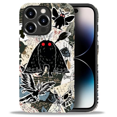 Case for iPhone 14 Pro Max, Dual Layer Phone Cover, Mothman Collage | Shockproof Hybrid Phone Case, Soft TPU and Hard PC, Durable Anti-Scratch Protection - color: Mothman Collage, size: Iphone 14 Pro Max