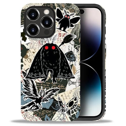 Case for iPhone 14 Pro Max, Dual Layer Phone Cover, Mothman Collage | Shockproof Hybrid Phone Case, Soft TPU and Hard PC, Durable Anti-Scratch Protection - color: Mothman Collage, size: Iphone 14 Pro Max