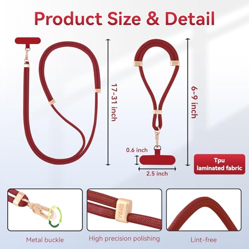 VVAAGG Cell Phone Lanyard for iPhone Crossbody Phone Strap - color: Red