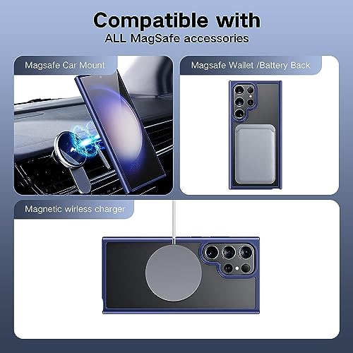 ANNGELAS for Samsung Galaxy S23 Ultra Mag Safe Case,Slim Shockproof Protective Cover with Magnetic,Frosted Hard Back Soft Silicone TPU Bumper Phone Case Compatible Galaxy S23 Ultra 6.8inch,Matte Blue - color: Matte Blue