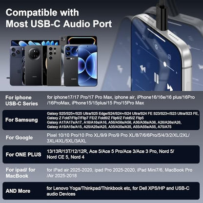 USB C iPhone 17 Wired Headphones 17e Wired Ear Buds headphones, Black - color: Braided cable Black