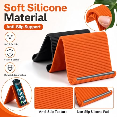 Flexible Silicone Phone Stand, Portable Adjustable Holder with Anti-Slip Design, Universal Desktop Phone Mount for Office and Travel