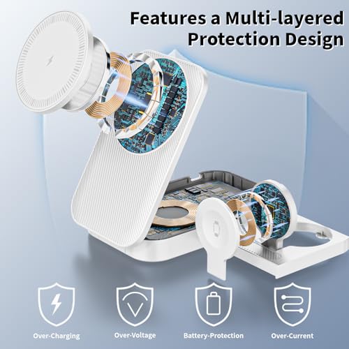 [Apple MFi Certified]Magnetic Charger 3 in 1 Charging Station,25W Wireless Foldable Mag-Safe Charger 6FT USB-C Cable Wireless iPhone Charging Station Compatible with iPhone 17/16/15/14/13/12 Pro/Plus