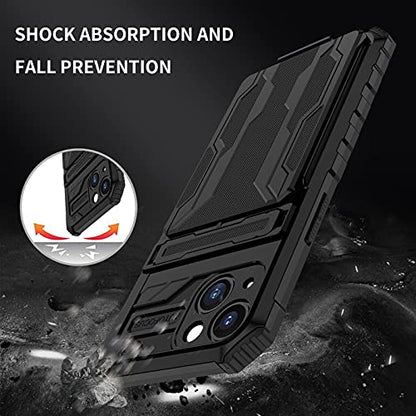 for iPhone 13 Wallet Case with Card Holder, Black | Detachable Card Holder, Built-in Kickstand, with Screen Protectors, Military Grade, Full Body Shockproof - size: for iPhone 13 - 6.1''