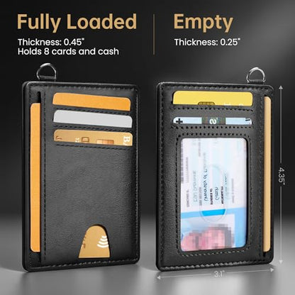 Mayski Slim Wallet, Credit Card Holder for Women, Minimalist Front Pocket RFID Blocking Card Cases, Small Wallet Women Men(Oiled Wax Black) - color: Oiled Wax Black