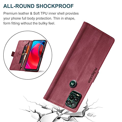 HAII Case for Moto G Stylus 5G 2021,PU Leather Folio Flip Wallet Case with Card Holster Stand Kickstand Magnetic Closure Shockproof Phone Cover for Motorola Moto G Stylus 5G 2021 (Red) - color: Red