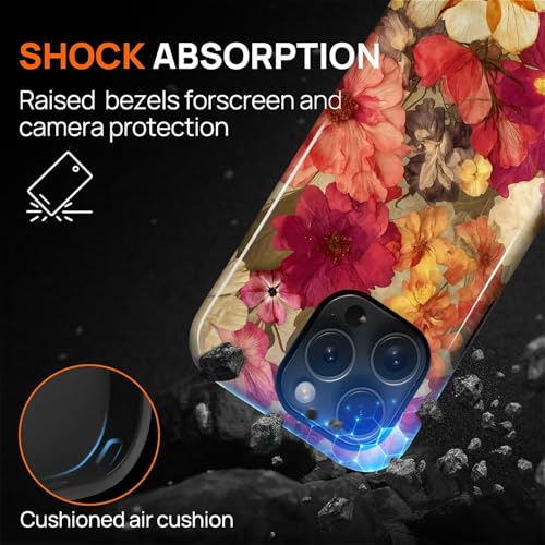 Case for iPhone 14 Pro, Shockproof Hybrid Protective Phone Case, Dual-Layer Drop Protection Anti-Scratch, Pressed Flower - color: Pressed Flower, size: iPhone 14 Pro