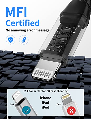 6 Inch Lightning Charger Cable, Short USB C to Lightning Cord for iPhone 14 - size: 0.5 Feet