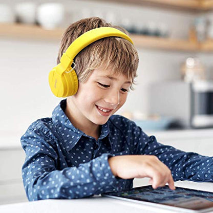 Kids Headphones, Lightweight Stereo Wired Toddler Headphones, Adjustable Headband Children's Headset for Smartphones Computer Pad Earphones(Yellow) - color: Yellow