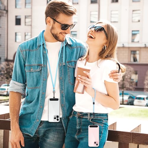takyu Phone Lanyard, 2 Pack Adjustable Cell Phone Lanyard Crossbody Neck Strap and 2 Pack Phone Wrist Strap with Tether Tabs Compatible for iPhone Smartphones-Black Blue - color: Black+blue