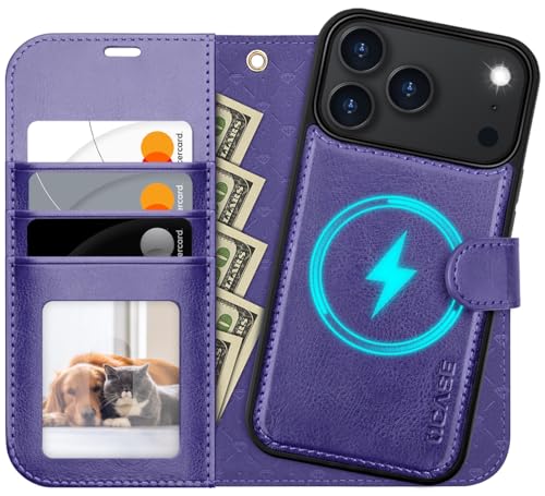 OCASE for iPhone 17 Pro Detachable Wallet Case with Card Holder, 2 in 1 PU Leather Flip Folio with RFID Blocking Stand Wrist Strap Shockproof Phone Cover 6.3 Inch 2025, Purple - color: Purple, size: iPhone 17 Pro