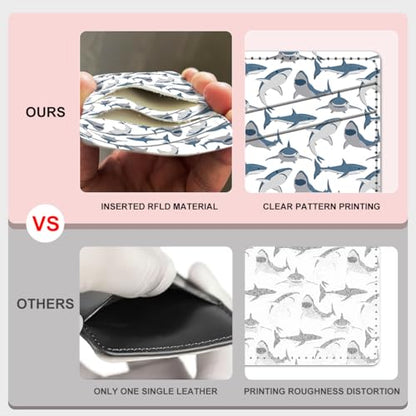 Phone Card Holder, Dual Pocket Leather Phone Wallet Adhesive Stick On, Cute Card Holder, Credit Card Holder for Phone Case Compatible with Most Phone （shark） - color: shark