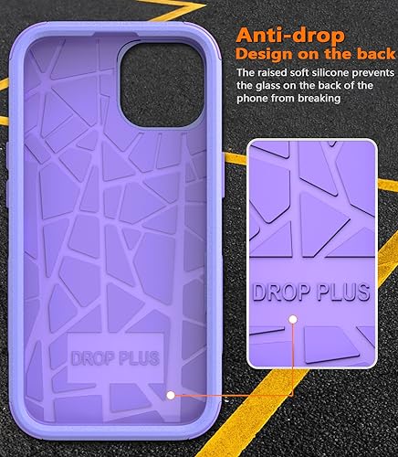 Diverbox for iPhone 15 Pro Case [Shockproof] [Dropproof] [Tempered Glass Screen Protector ],Heavy Duty Protection Phone Case Cover for Apple iPhone 15 Pro 6.1 inch (Purple) - color: Purple