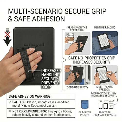 Hand Holder Strap for 8-10" Kindle eReaders Fire Tablet (Black) -1pc - color: Black