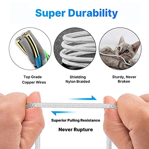 iPhone Charger [Apple MFi Certified] 2Pack 10FT Long Lightning Cable Fast Charging Nylon Braided USB Cable iPhone Charger Cord Compatible with iPhone 14 13 12 11 Pro Max XR XS X 8 7 6 Plus SE, iPad - color: White