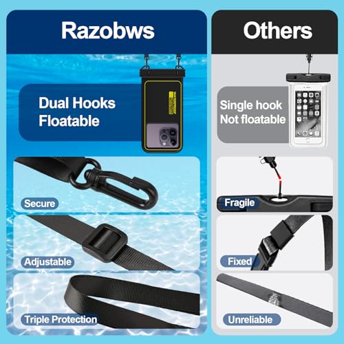 IP68 Waterproof Phone Pouch Floating, Up to 6.7",Black - color: Black, size: Up to 6.8"