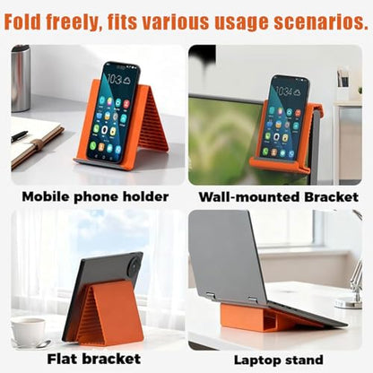 Flexible Silicone Phone Stand with Aluminum,Adjustable Foldable Silicone Phone Stand, Portable Multi-Angle Anti-Slip Holder for Phones, Tablets, Rollable Design for Home or Office (Black)