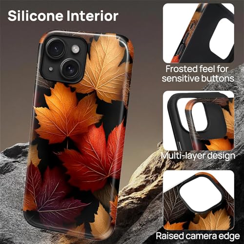 Magnetic Phone Case for iPhone 14 Plus,Compatible with MagSafe,Durable 2 Layers Full Covered Shockproof Protective Cover-Autumn Maple Leaves - color: Autumn Maple Leaves, size: iPhone 14 Plus