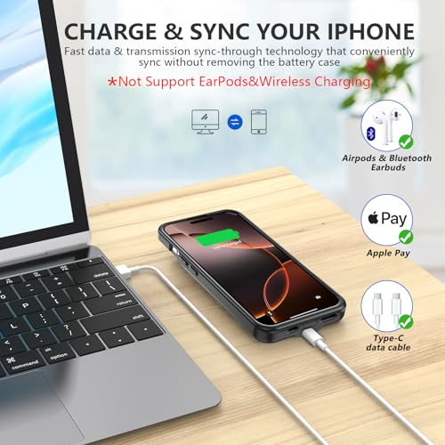 BOPPS Battery Case for iPhone 16 Pro with Stand，Slim Powerful 8500mAh Portable Rechargeable Protective Extended Charger Cover for iPhone 16 Pro Charging Case,Black