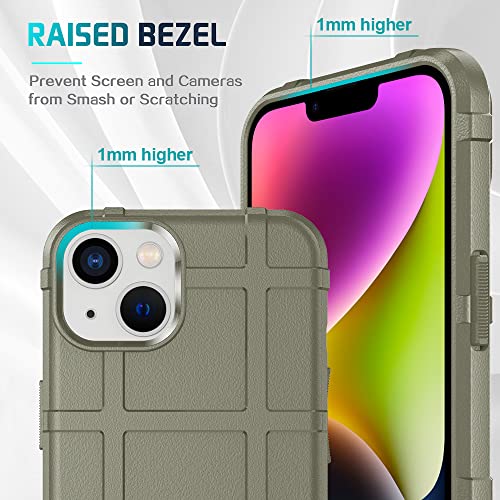 Rugged Shield 8ft Drop Proof TPU Thick Armor Tactical Protective Case Compatible with iPhone 14 (6.1 inches) - Light Clay - color: Light Clay, size: iPhone 14