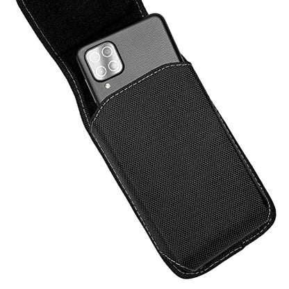 Nylon Cell Phone Holster for Samsung Galaxy S10e S20 S21 S22 S23 S24 S25 iPhone SE (2020/2022) 12/13/14/15/16/ Pro- Vertical Case Canvas Waist Carrying Pouch with Belt Clip/Loops, Black - size: Small