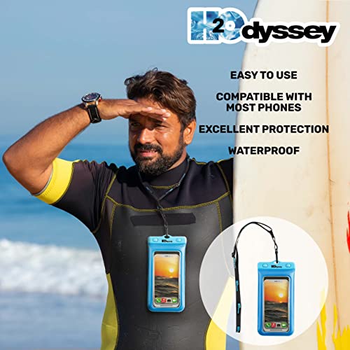H2ODYSSEY Waterproof Phone Case and Lanyard - Excellent Waterproof Protection - Floats in The Water -Lanyard for Beach Kayak Travel - Universal Size - Blue - color: Blue