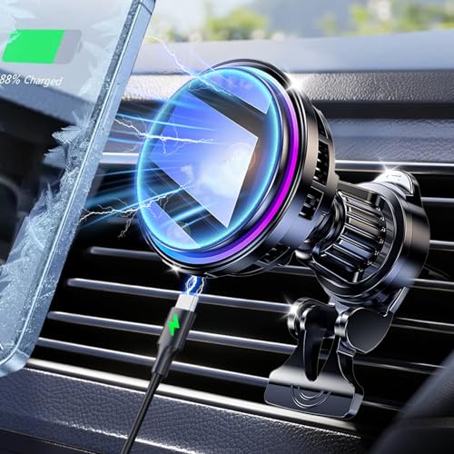 for MagSafe Car Mount Charger TEC Fan Cooling Magnetic Wireless Car Charger - color: Black 1