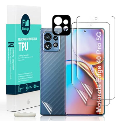 Ibywind Screen Protector for Motorola Edge 40 pro 5G(6.67") 2 Pack+1 Pack Camera Len Protector+1 Back Film,Flexible TPU Film,HD Clear,Case Friendly,Bubble Free,Easy Install,Fingerprint Compatible - size: Motorola Edge 40 pro