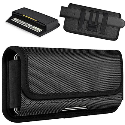 ykooe Rugged Nylon Holster Compatible with iPhone 17 16 15 14 13 12 & Pro Models, Galaxy S25, S24, S23, S22,S21 Cell Phone Belt Holder for Men, Black - L - color: Black, size: L