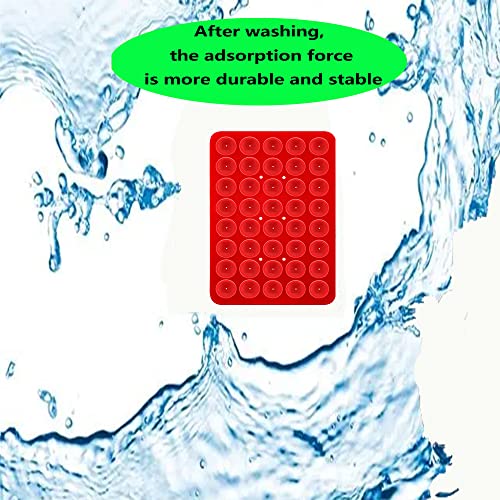 Double Sided Silicone Suction Phone Holder Mount, Silicon Accessory for iPhone and Android, Hands-Free Mirror Shower Phone Holder, TikTok Videos and Selfies (Off-White+Red) - color: Off-White+Red