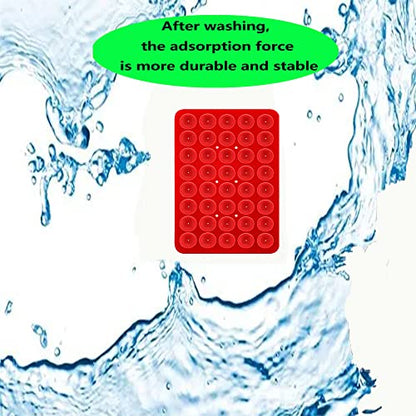 Double Sided Silicone Suction Phone Holder Mount, Silicon Accessory for iPhone and Android, Hands-Free Mirror Shower Phone Holder, TikTok Videos and Selfies (Off-White+Red) - color: Off-White+Red