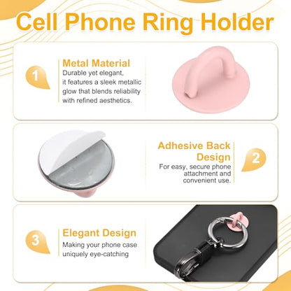 12Pcs Phone Ring Holder (0.7 Inch) - Adhesive Round Shaped Phone Finger Grip Hook Smartphones Keychain Ring Charm Loop for DIY Tablet Case Accessories, Black/White/Pink - color: Black/White/Pink