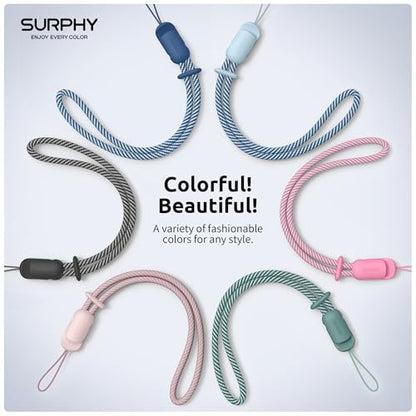 SURPHY 3 Pack Phone Wrist Strap, Phone Lanyard with Cellphone Tether Tab - color: Black & Cloud Blue & Pink