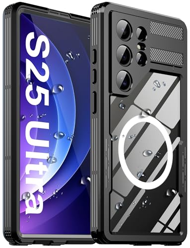 for Samsung Galaxy S25 Ultra Waterproof Case, with Built-in Screen Protector [Fit for Magsafe] Dustproof Shockproof Full Body Underwater Phone Case for Samsung Galaxy S25 Ultra 5G 6.8"- Black - color: Black M, size: Galaxy S25 Ultra 5G